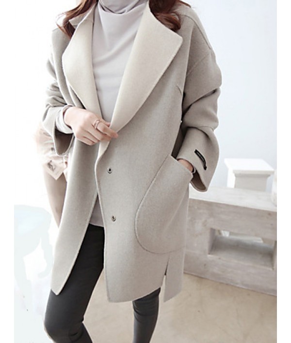 Women's Casual/Daily Simple CoatSolid Ro...