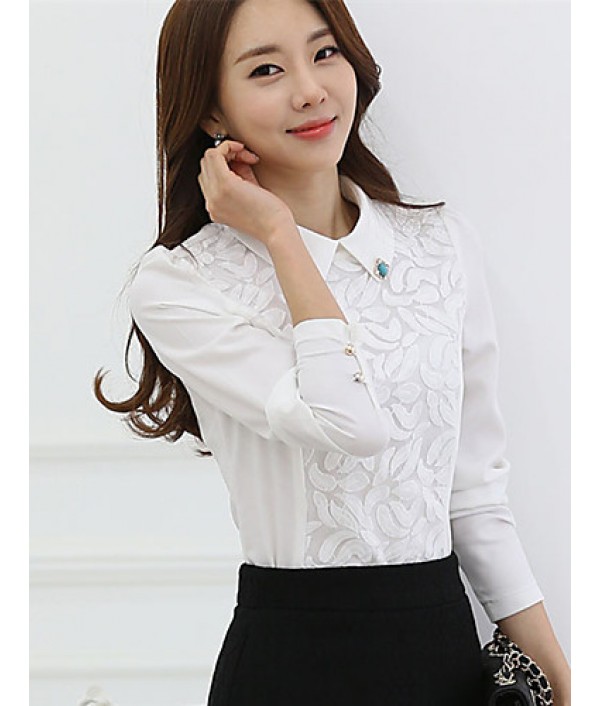 Women's Doll Collar Lace / Chiffon Long Sleeve Blouse