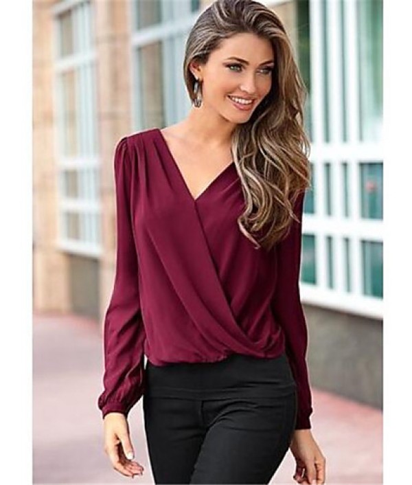 Sexy / Street chic Spring Blouse,Solid V...