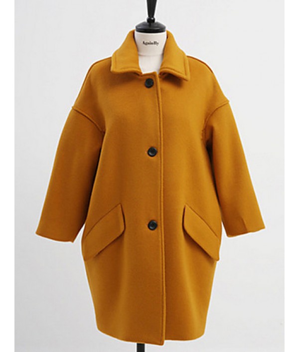 Women's Casual/Daily Simple Coat,Solid S...